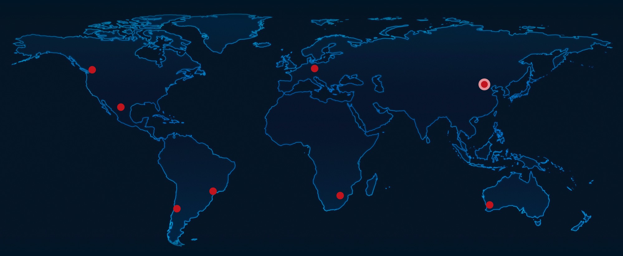 Global offices in Canada, South Africa, Chile, Brazil, Mexico, China, Australia, Germany